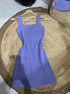 Sleek Lavender Square Neck Mini Dress