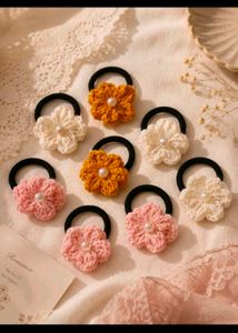 Handmade Crochet Flower Hair Ties