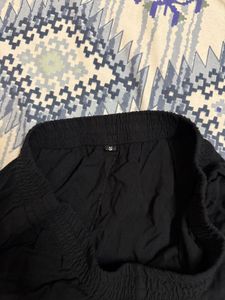 Black Pajama Set with White Piping