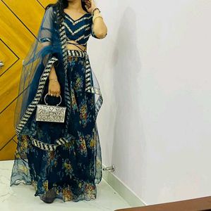 Blue Floral Lehenga Choli