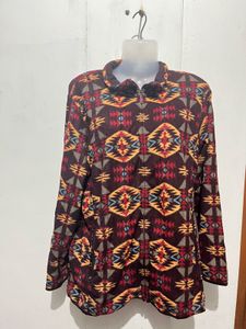 Cozy Aztec Print Fleece Jacket