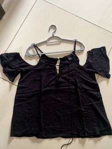 Black Cold Shoulder Top