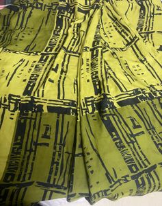 Abstract print shaded Sari with Kalamkari Blouse