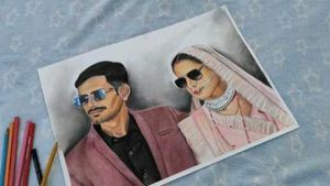 pencil color couple portrait ✨️ 😍  💖 ❤️