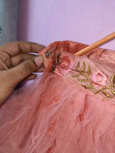 Pink Tiered Lehenga Choli with Floral Embroidery