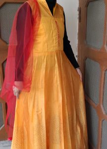 Elegant Yellow Anarkali gown
