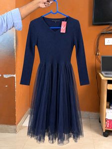 Elegant Navy Blue Midi Dress