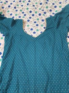 Teal Polka Dot Kurta with Matching Bottom