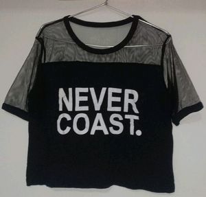 Black Never Coast Print Top