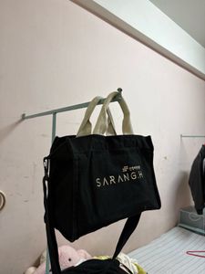 SARANG.H Black Canvas Tote Bag