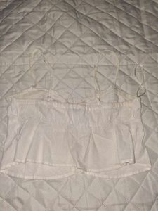 White Tie-Front Cropped Cami Top