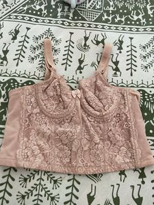 Lace Trimmed Pink Bra