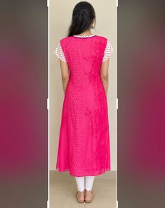 Vibrant Pink Kurta with Elegant Neckline