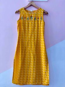 Vibrant Yellow Embroidered Kurta