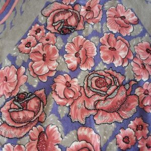 Vintage Floral Print Knit Sweater with sequins ✨️