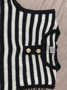 Striped Sleeveless Top &amp; Denim Skirt Set