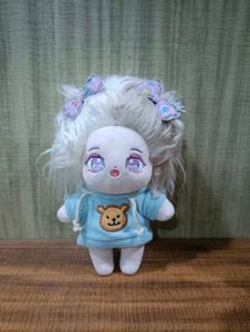 Cute Plush Doll with Blue Hoodie