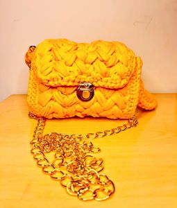 Handmade Crochet Yellow Bag