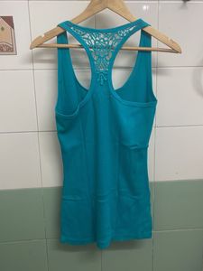 Teal Racerback Tank Top with Lace Detail