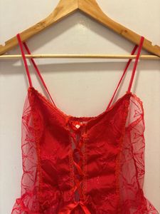 Red Lace Corset with Garters