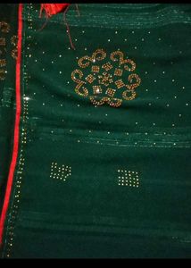 Embellished Emerald Green Saree
