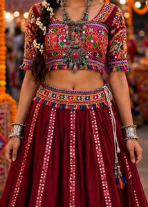 Embroidered Lehenga Choli Set with nacklesh