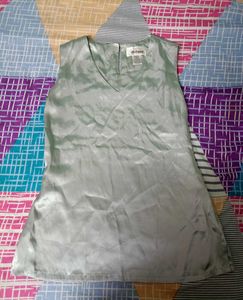 Satin V-Neck Sleeveless Top kurti