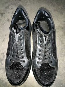 Black Velvet Sneakers for Womens