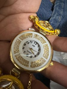 Exquisite Kundan Kada with Watch