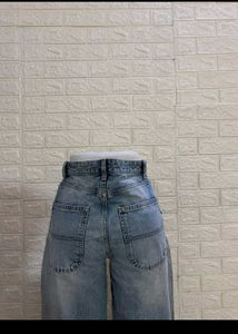 bershka dirt tinted baggy wide leg barrel jeans