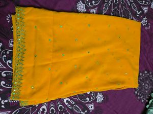 Vibrant Yellow Embroidered Saree