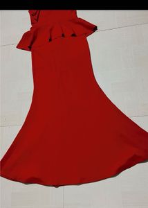 Elegant Red Peplum Gown
