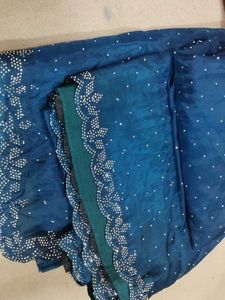 Stunning Teal Saree with Embellishments