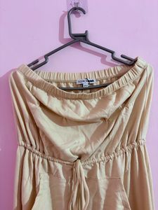 Beige Strapless Maxi Dress