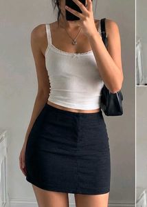 Chic Black Textured Mini Skirt