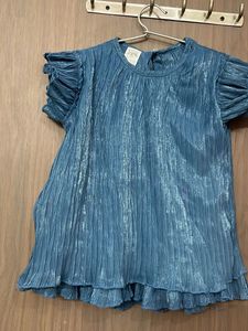 New designer Crushed Blue Puff Sleeve Top