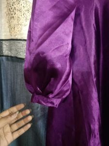 Purple Satin Ethnic Gown