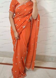Embellished  Saree Blouse rust orange