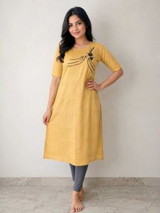 Yellow Embroidered Kurta