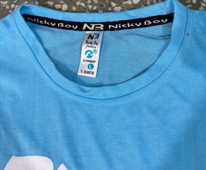 2 Boys New Blue/ black Graphic Print T-Shirt