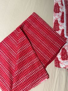 Red Printed Kurta with Dupatta &amp; Pant Set