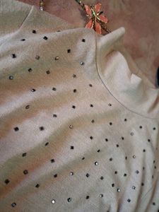 Beige Embellished Top