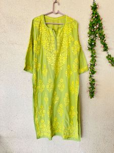 Lime Green Chikankari Kurta