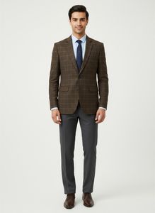 Men's Brown Checked Blazer
