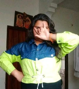 Green Striped Dress with Denim Jacket