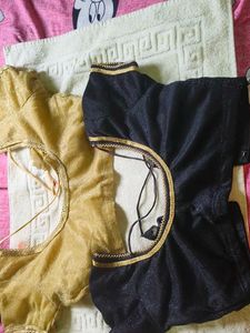 Set of 2 Ethnic Blouses (Gold &amp; Black)