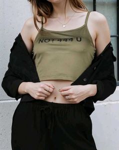 Shein Spaghetti Strap Typographic Print Crop Cami