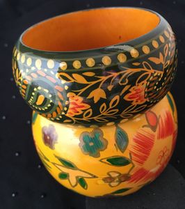 Price drop!!  Two handpainted wooden bangles