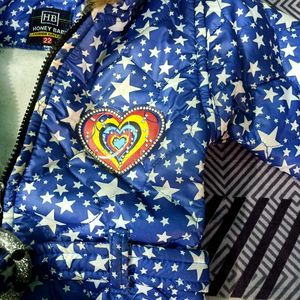 Cute Blue Star Puffer Jacket