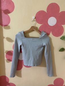 Cute Baby Blue Square Neck Top